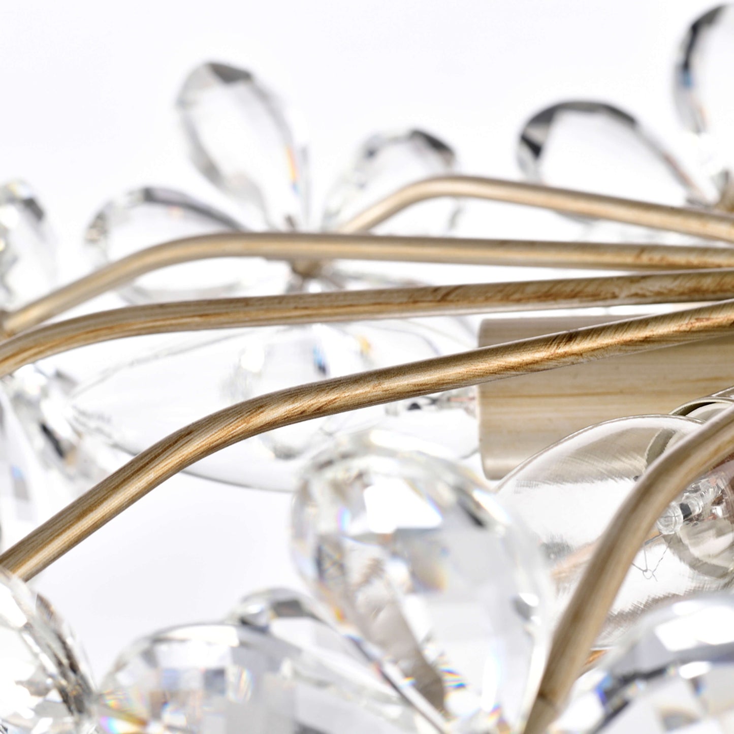 Rosa Lampada a soffitto a 6 luci con cristalli di champagne color argento spazzolato - 45 cm di diametro x 22 cm di altezza