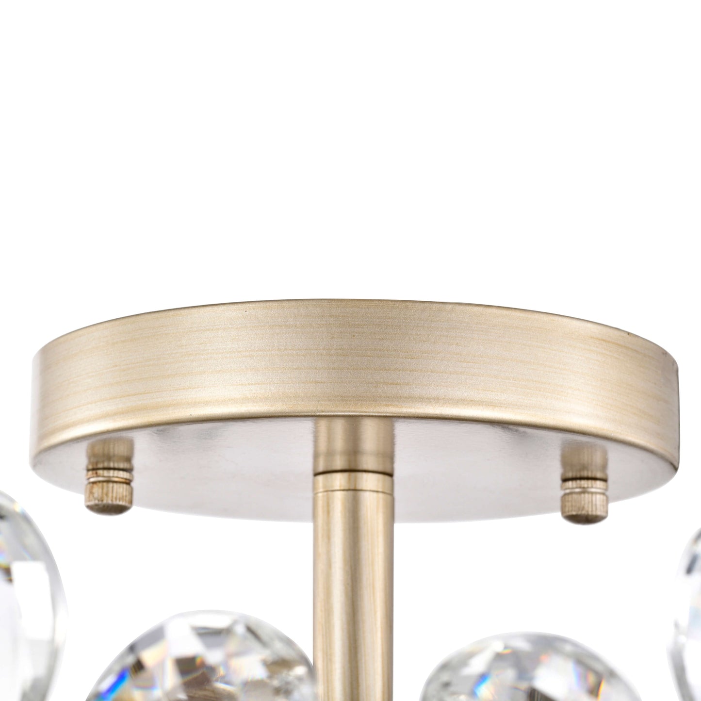 Rosa Lampada a soffitto a 6 luci con cristalli di champagne color argento spazzolato - 45 cm di diametro x 22 cm di altezza