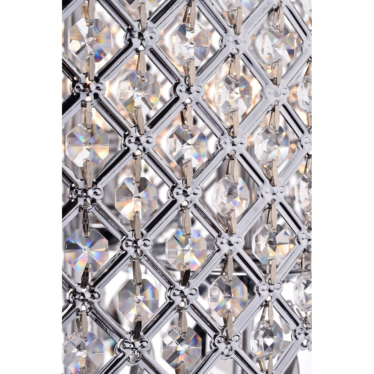 Lampadario a tamburo rotondo con perline e cristalli pendenti