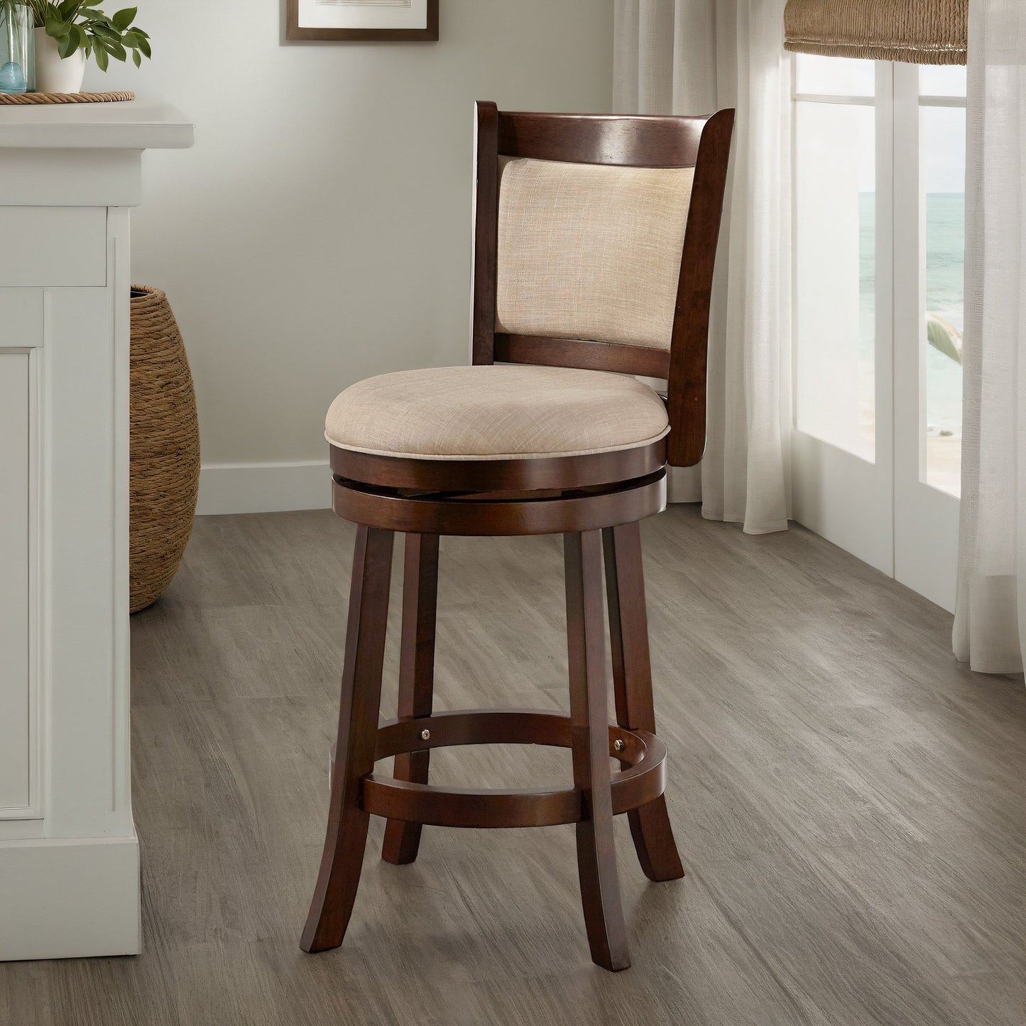 Sgabello girevole con schienale imbottito Rovinj