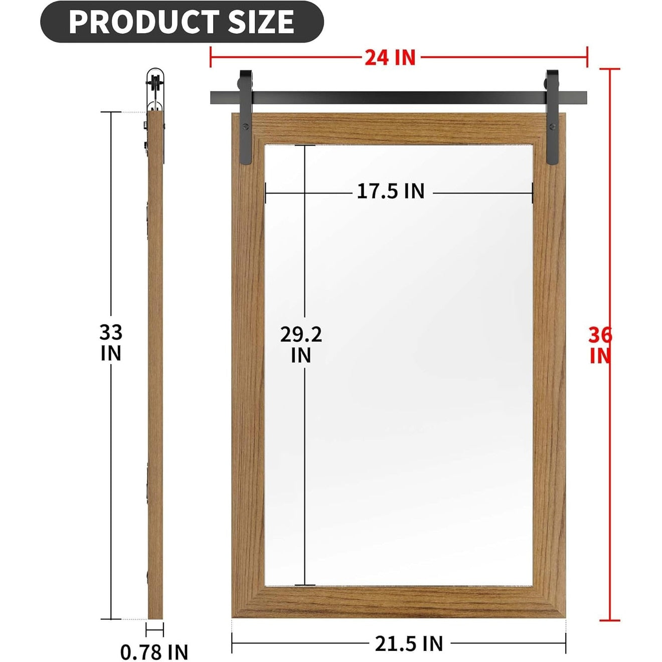 Specchio da parete in stile rustico, specchio da bagno in stile farmhouse, specchio da ripostiglio, specchio da trucco con cornice in legno (1 pezzo)