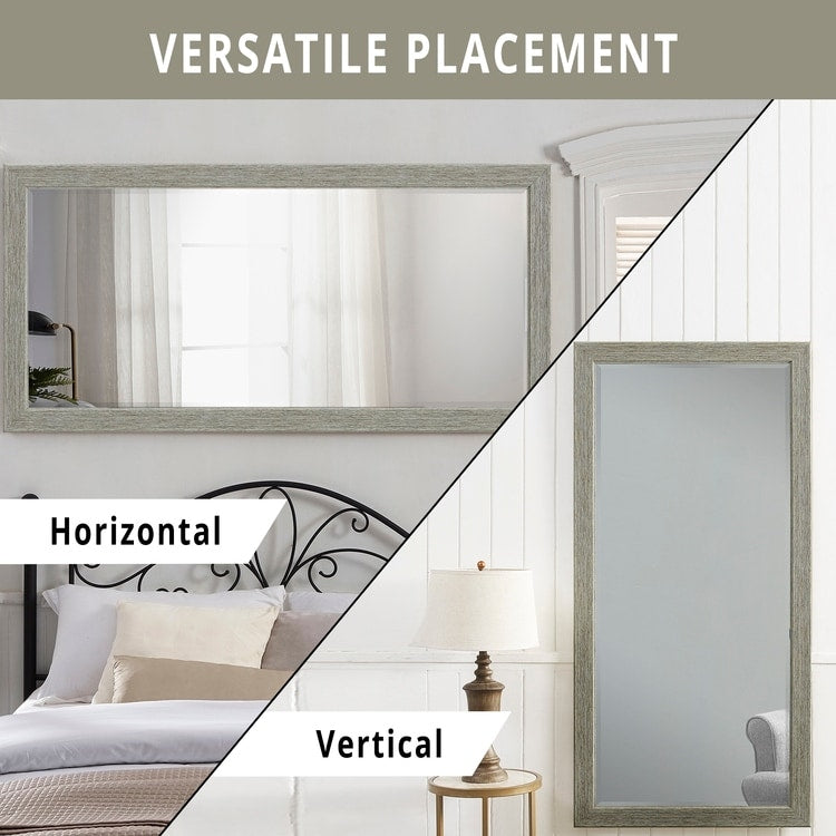 Specchio a figura intera in stile rustico - Specchio rettangolare con cornice in legno da 66 x 32 pollici per soggiorno e camera da letto