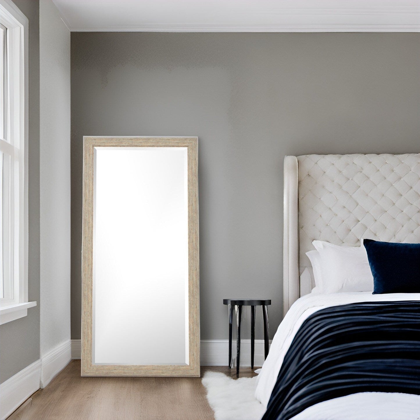 Specchio a figura intera in stile rustico - Specchio rettangolare con cornice in legno da 66 x 32 pollici per soggiorno e camera da letto