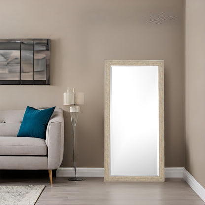 Specchio a figura intera in stile rustico - Specchio rettangolare con cornice in legno da 66 x 32 pollici per soggiorno e camera da letto