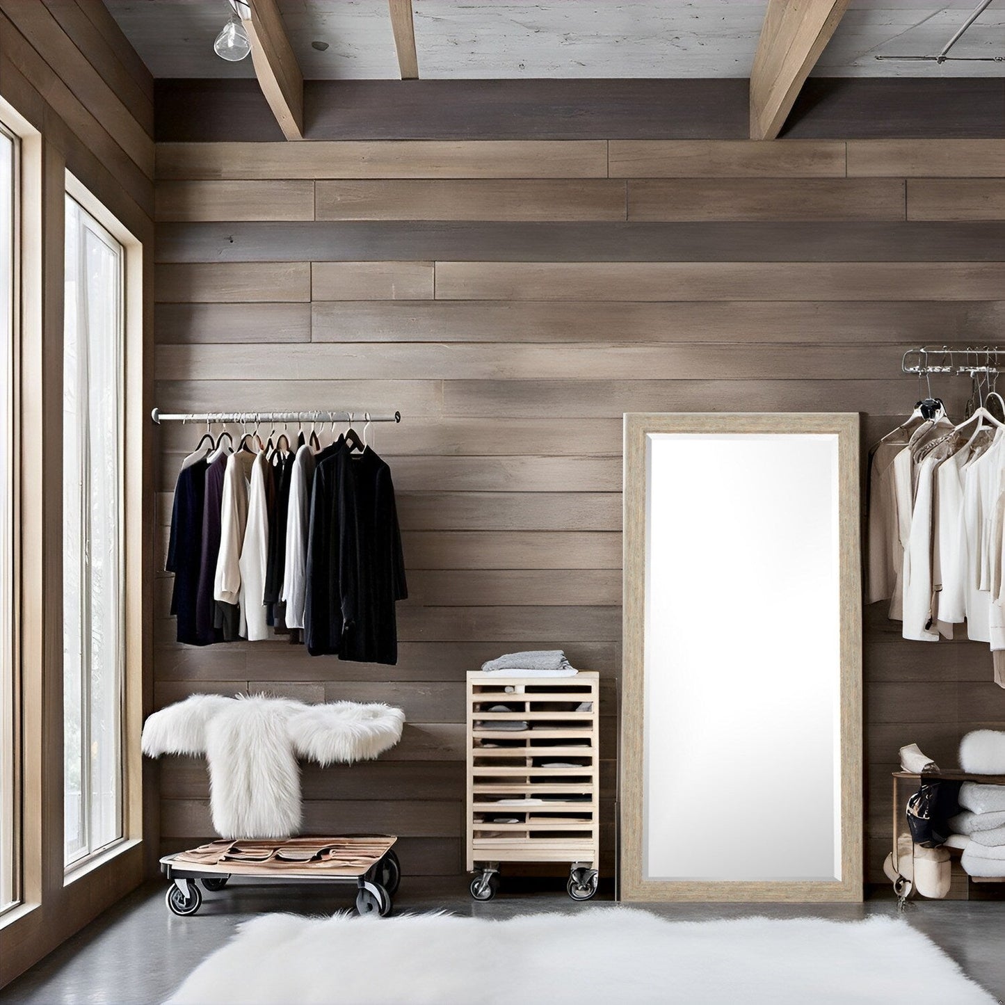 Specchio a figura intera in stile rustico - Specchio rettangolare con cornice in legno da 66 x 32 pollici per soggiorno e camera da letto