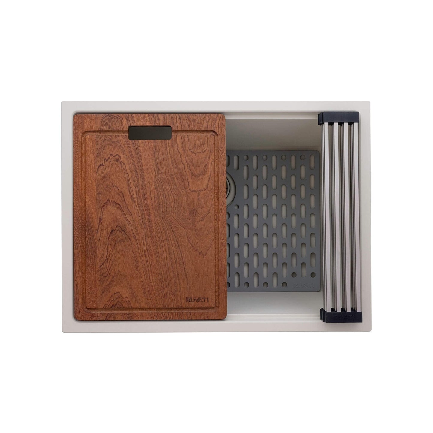 Lavello da cucina a incasso Ruvati da 25 pollici, modello Workstation Warm White, in materiale epiRock - RVG2321WB