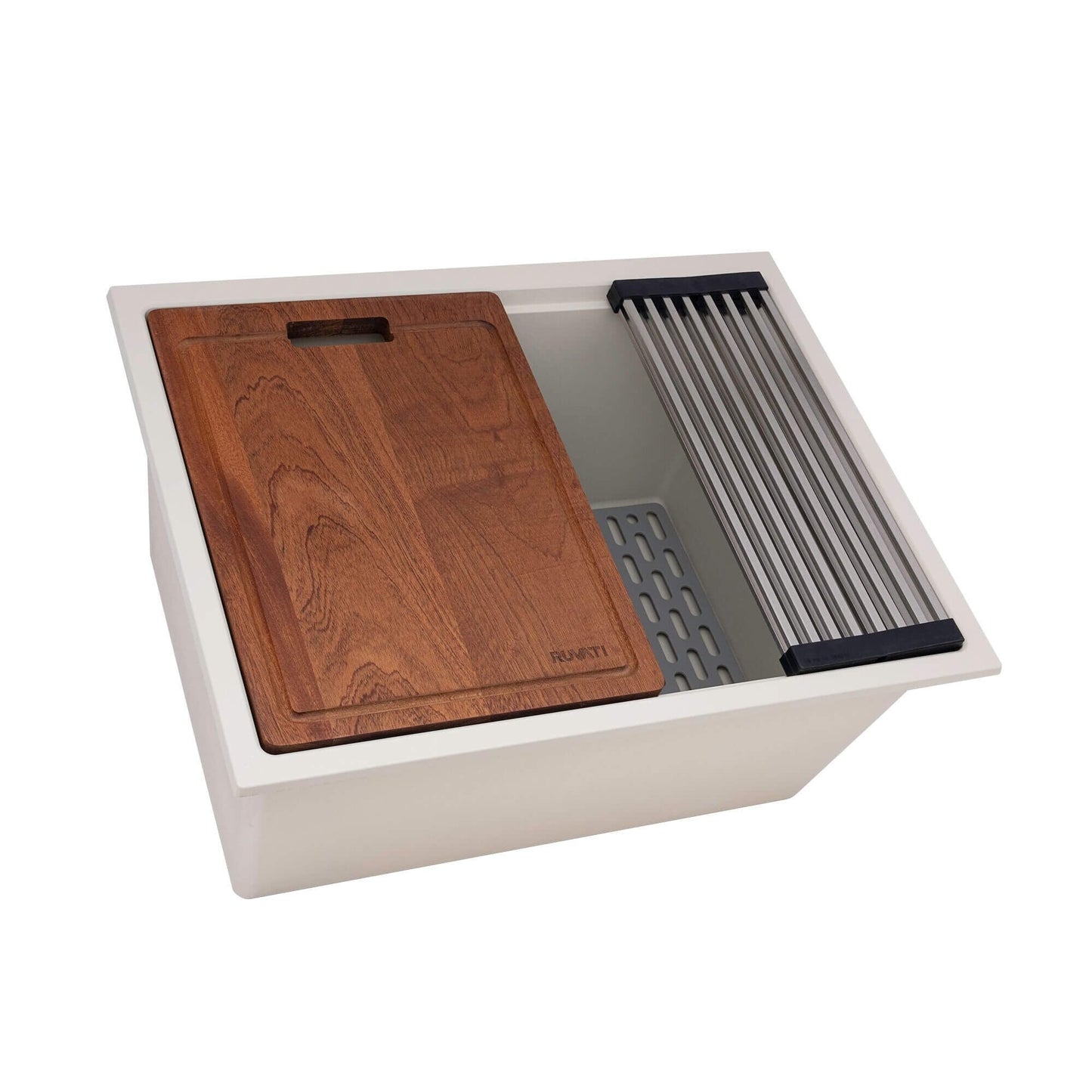 Lavello da cucina a incasso Ruvati da 25 pollici, modello Workstation Warm White, in materiale epiRock - RVG2321WB