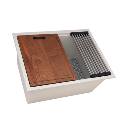 Lavello da cucina a incasso Ruvati da 25 pollici, modello Workstation Warm White, in materiale epiRock - RVG2321WB