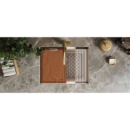 Lavello da cucina a incasso Ruvati da 25 pollici, modello Workstation Warm White, in materiale epiRock - RVG2321WB