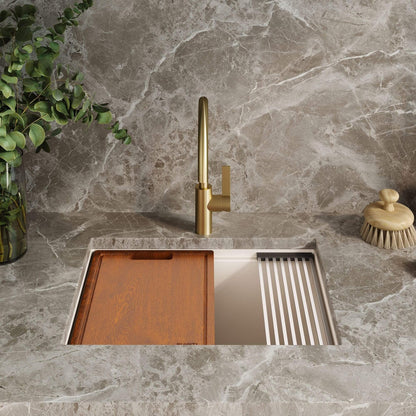 Lavello da cucina a incasso Ruvati da 25 pollici, modello Workstation Warm White, in materiale epiRock - RVG2321WB