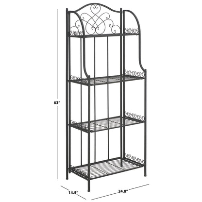 SAFAVIEH Bryn Bakers Rack da esterno in ferro battuto in stile vittoriano a 4 ripiani - 63,5 cm L x 38,1 cm P x 160 cm A - 63,5L x 38,1P x 160A