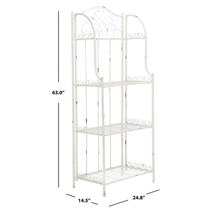SAFAVIEH Bryn Bakers Rack da esterno in ferro battuto in stile vittoriano a 4 ripiani - 63,5 cm L x 38,1 cm P x 160 cm A - 63,5L x 38,1P x 160A