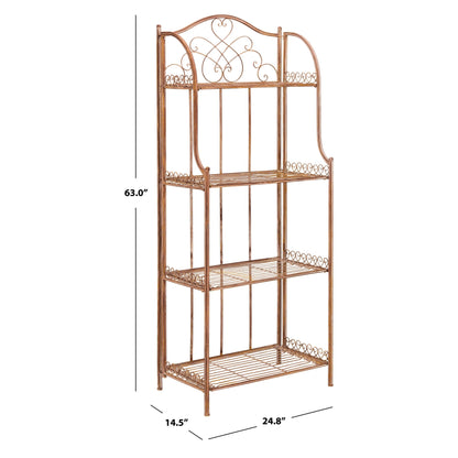 SAFAVIEH Bryn Bakers Rack da esterno in ferro battuto in stile vittoriano a 4 ripiani - 63,5 cm L x 38,1 cm P x 160 cm A - 63,5L x 38,1P x 160A