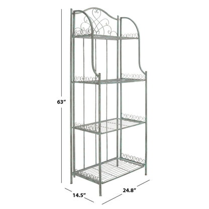 SAFAVIEH Bryn Bakers Rack da esterno in ferro battuto in stile vittoriano a 4 ripiani - 63,5 cm L x 38,1 cm P x 160 cm A - 63,5L x 38,1P x 160A