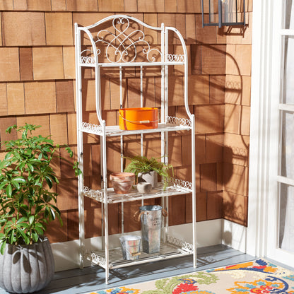 SAFAVIEH Bryn Bakers Rack da esterno in ferro battuto in stile vittoriano a 4 ripiani - 63,5 cm L x 38,1 cm P x 160 cm A - 63,5L x 38,1P x 160A
