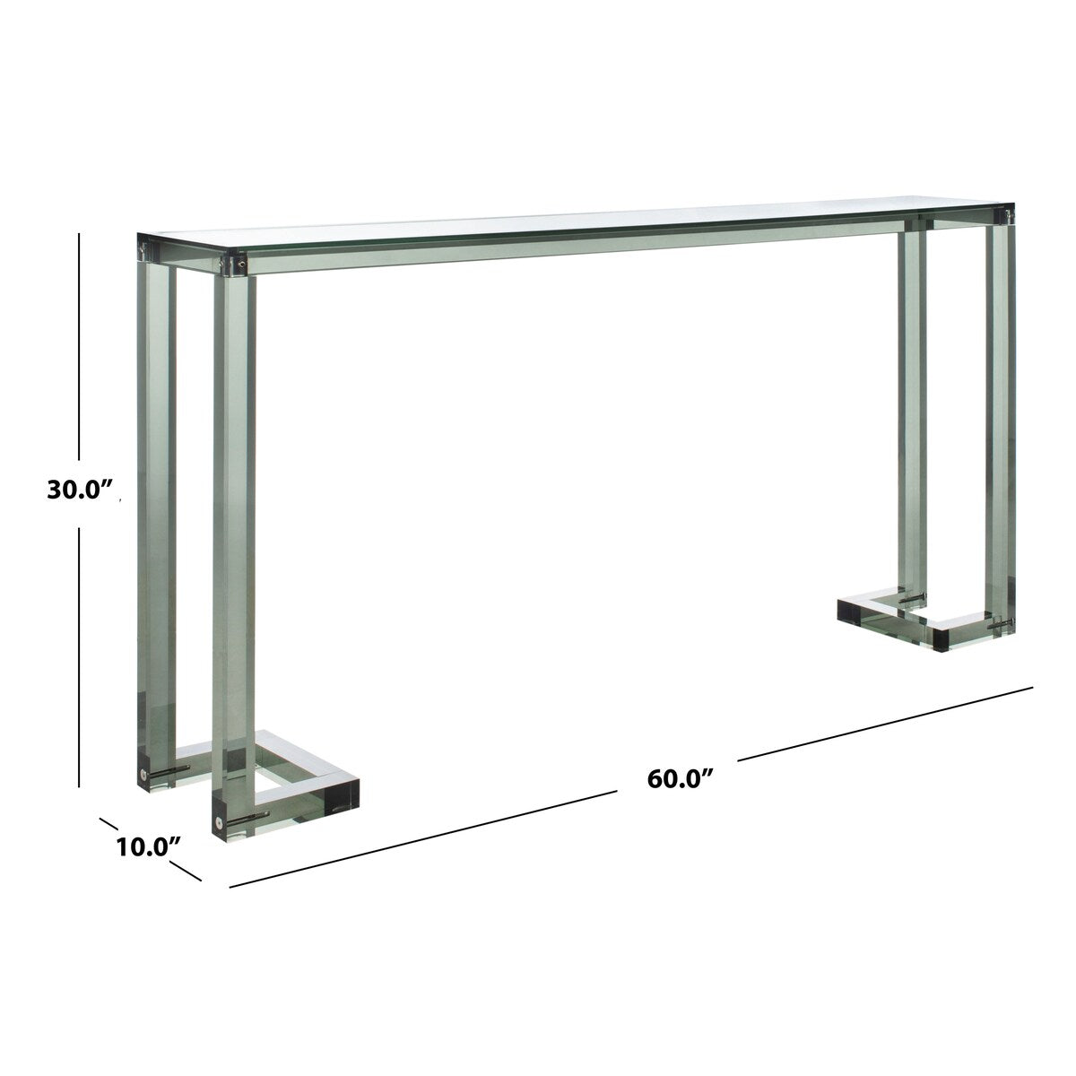SAFAVIEH Couture Camryn Tavolo Console in Acrilico - Trasparente - 60 L x 10 P x 30 A - 52Lx10Px30A