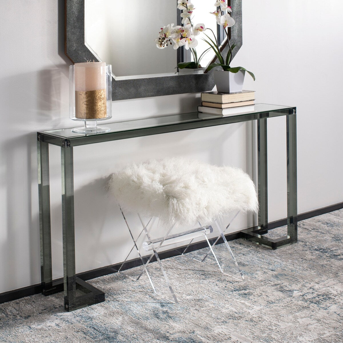 SAFAVIEH Couture Camryn Tavolo Console in Acrilico - Trasparente - 60 L x 10 P x 30 A - 52Lx10Px30A