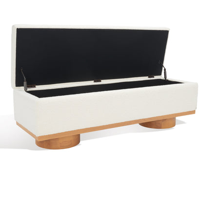 SAFAVIEH Couture Sunneva Boucle Storage Bench - 155 cm L x 51 cm P x 48 cm A - 155Lx51Px48A