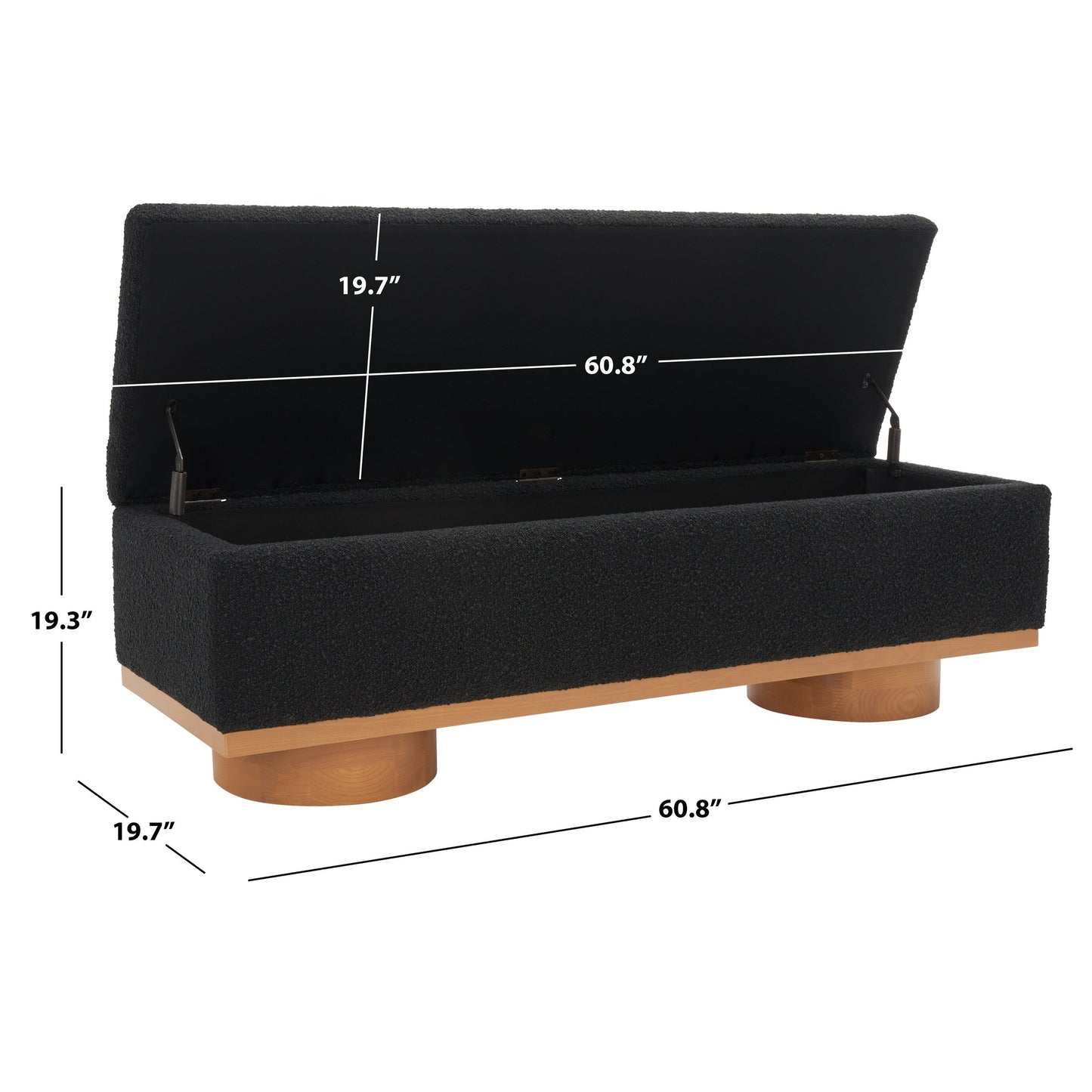 SAFAVIEH Couture Sunneva Boucle Storage Bench - 155 cm L x 51 cm P x 48 cm A - 155Lx51Px48A
