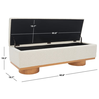 SAFAVIEH Couture Sunneva Boucle Storage Bench - 155 cm L x 51 cm P x 48 cm A - 155Lx51Px48A