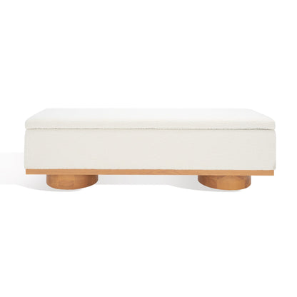 SAFAVIEH Couture Sunneva Boucle Storage Bench - 155 cm L x 51 cm P x 48 cm A - 155Lx51Px48A