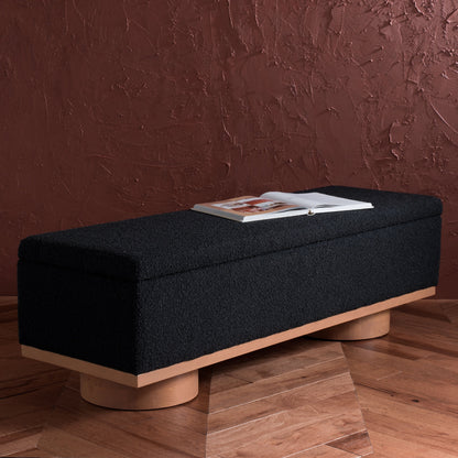 SAFAVIEH Couture Sunneva Boucle Storage Bench - 155 cm L x 51 cm P x 48 cm A - 155Lx51Px48A