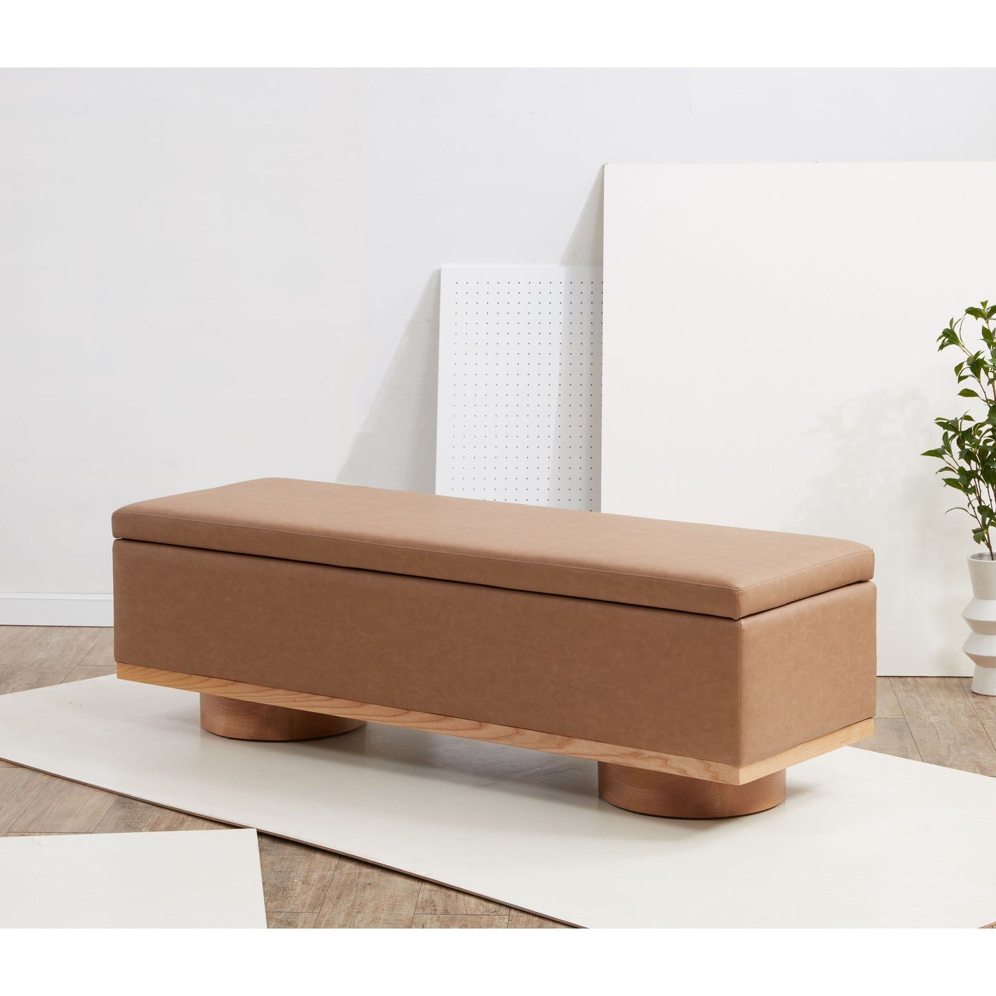 SAFAVIEH Couture Sunneva Boucle Storage Bench - 155 cm L x 51 cm P x 48 cm A - 155Lx51Px48A
