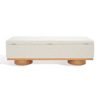 SAFAVIEH Couture Sunneva Boucle Storage Bench - 155 cm L x 51 cm P x 48 cm A - 155Lx51Px48A