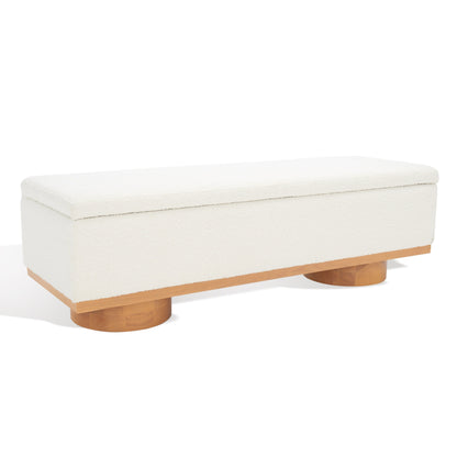 SAFAVIEH Couture Sunneva Boucle Storage Bench - 155 cm L x 51 cm P x 48 cm A - 155Lx51Px48A