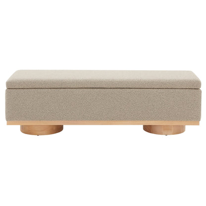 SAFAVIEH Couture Sunneva Boucle Storage Bench - 155 cm L x 51 cm P x 48 cm A - 155Lx51Px48A