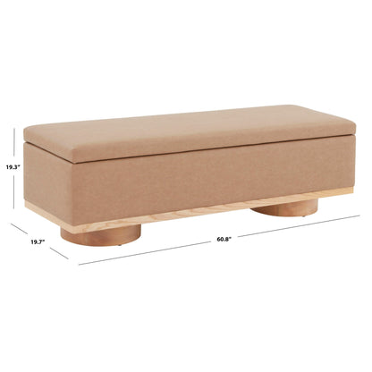 SAFAVIEH Couture Sunneva Boucle Storage Bench - 155 cm L x 51 cm P x 48 cm A - 155Lx51Px48A