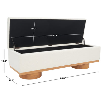 SAFAVIEH Couture Sunneva Boucle Storage Bench - 155 cm L x 51 cm P x 48 cm A - 155Lx51Px48A