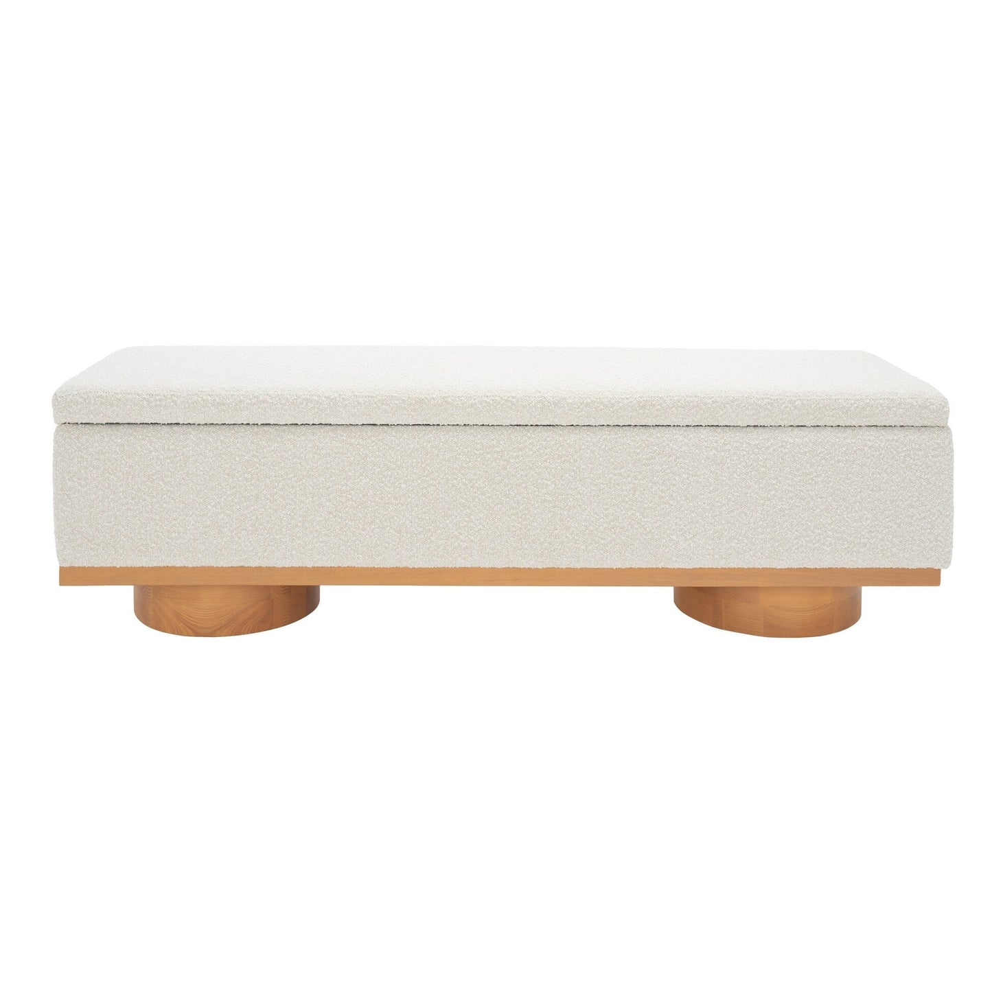 SAFAVIEH Couture Sunneva Boucle Storage Bench - 155 cm L x 51 cm P x 48 cm A - 155Lx51Px48A