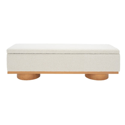 SAFAVIEH Couture Sunneva Boucle Storage Bench - 155 cm L x 51 cm P x 48 cm A - 155Lx51Px48A