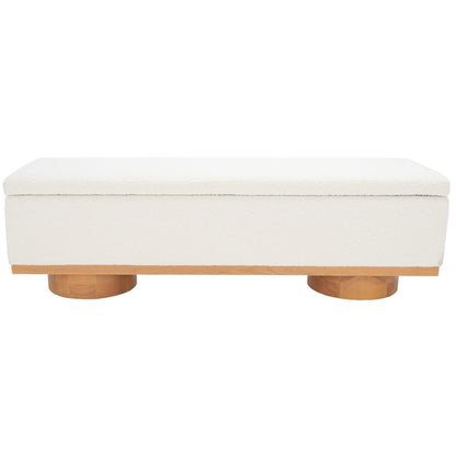 SAFAVIEH Couture Sunneva Boucle Storage Bench - 155 cm L x 51 cm P x 48 cm A - 155Lx51Px48A