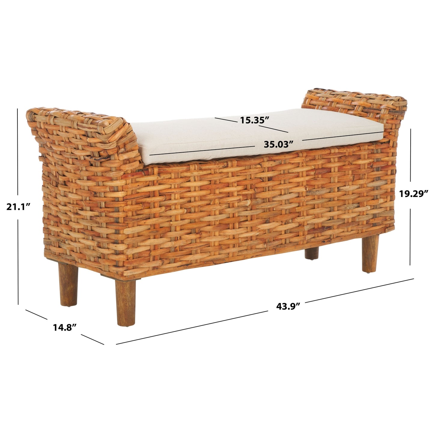 SAFAVIEH Danna Brown Bench - 43,9 x 14,8 x 21,1 - 44L x 15P x 21H