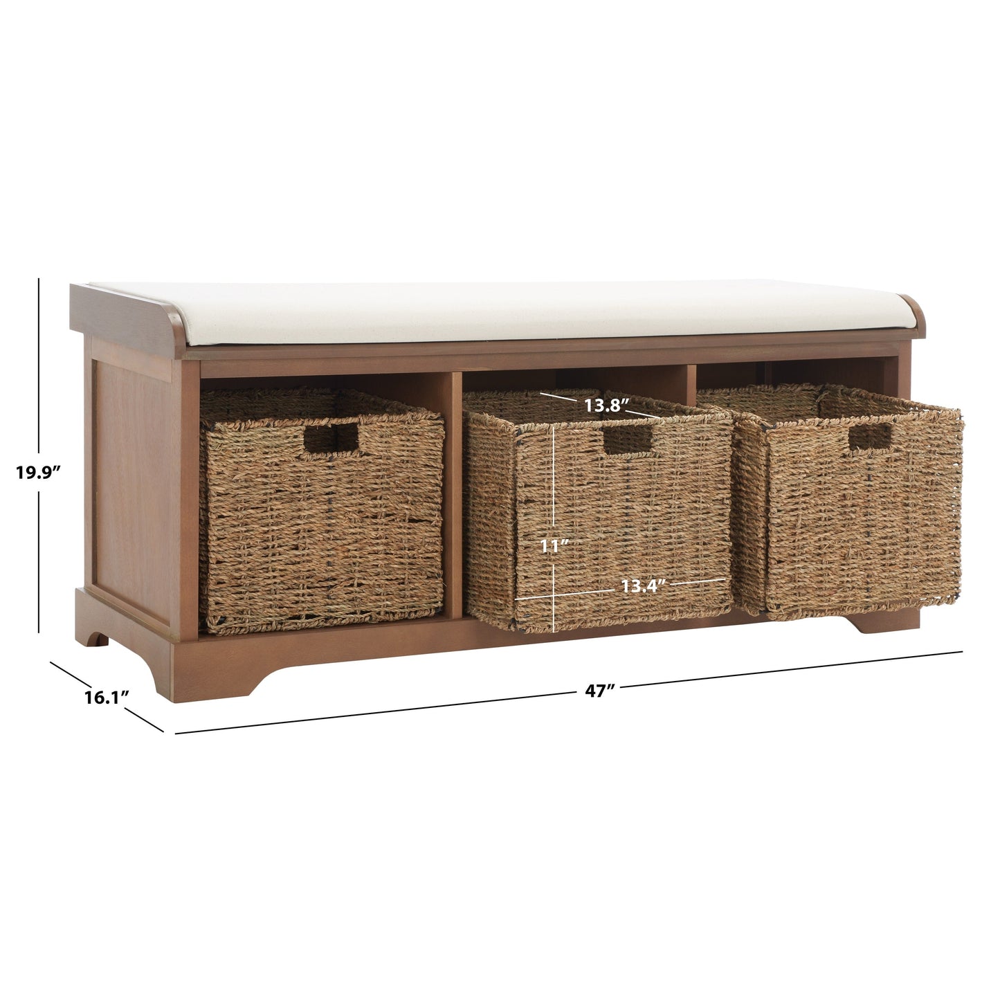 SAFAVIEH Eola Grey/ White Storage Bench - 47 x 16.1 x 19.9 - 47Lx16Px20A (L=lunghezza, P=profondità, A=altezza)