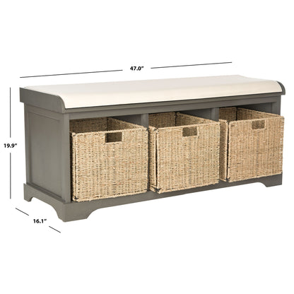 SAFAVIEH Eola Grey/ White Storage Bench - 47 x 16.1 x 19.9 - 47Lx16Px20A (L=lunghezza, P=profondità, A=altezza)