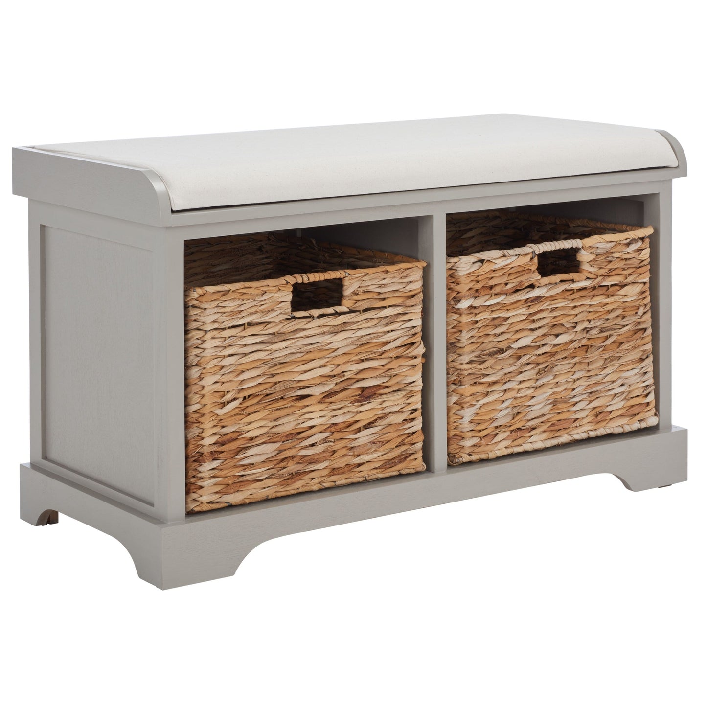 SAFAVIEH Euphemia - Panca con cestino portaoggetti intrecciato, marrone - 33,5 x 16,1 x 19,9 - 34Lx16Px20H