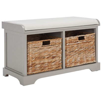 SAFAVIEH Euphemia - Panca con cestino portaoggetti intrecciato, marrone - 33,5 x 16,1 x 19,9 - 34Lx16Px20H