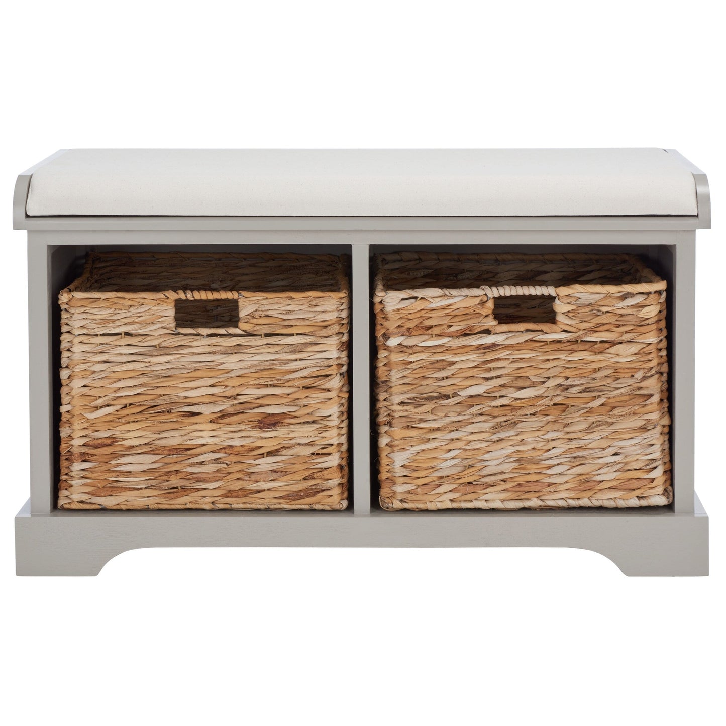 SAFAVIEH Euphemia - Panca con cestino portaoggetti intrecciato, marrone - 33,5 x 16,1 x 19,9 - 34Lx16Px20H