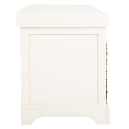 SAFAVIEH Euphemia - Panca con cestino portaoggetti intrecciato, marrone - 33,5 x 16,1 x 19,9 - 34Lx16Px20H