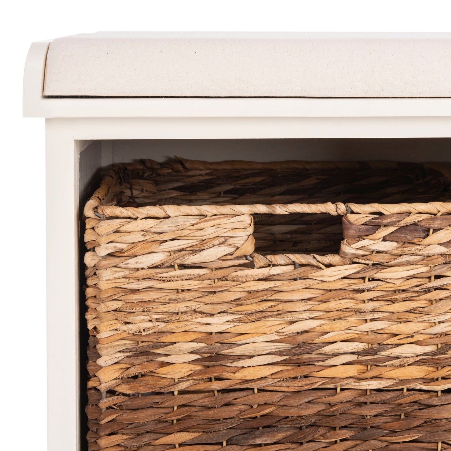 SAFAVIEH Euphemia - Panca con cestino portaoggetti intrecciato, marrone - 33,5 x 16,1 x 19,9 - 34Lx16Px20H