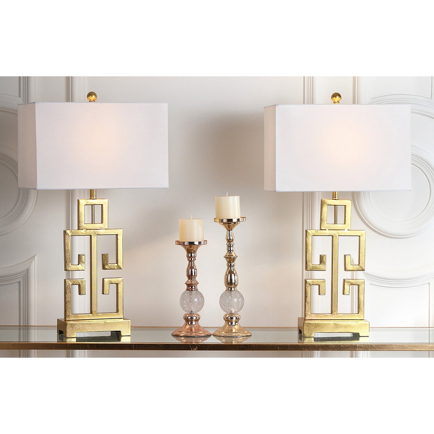 Lampada da tavolo SAFAVIEH Lighting Chantelle Greek Antiqued Gold da 29 pollici (confezione da 2) - 16W x 9D x 29H