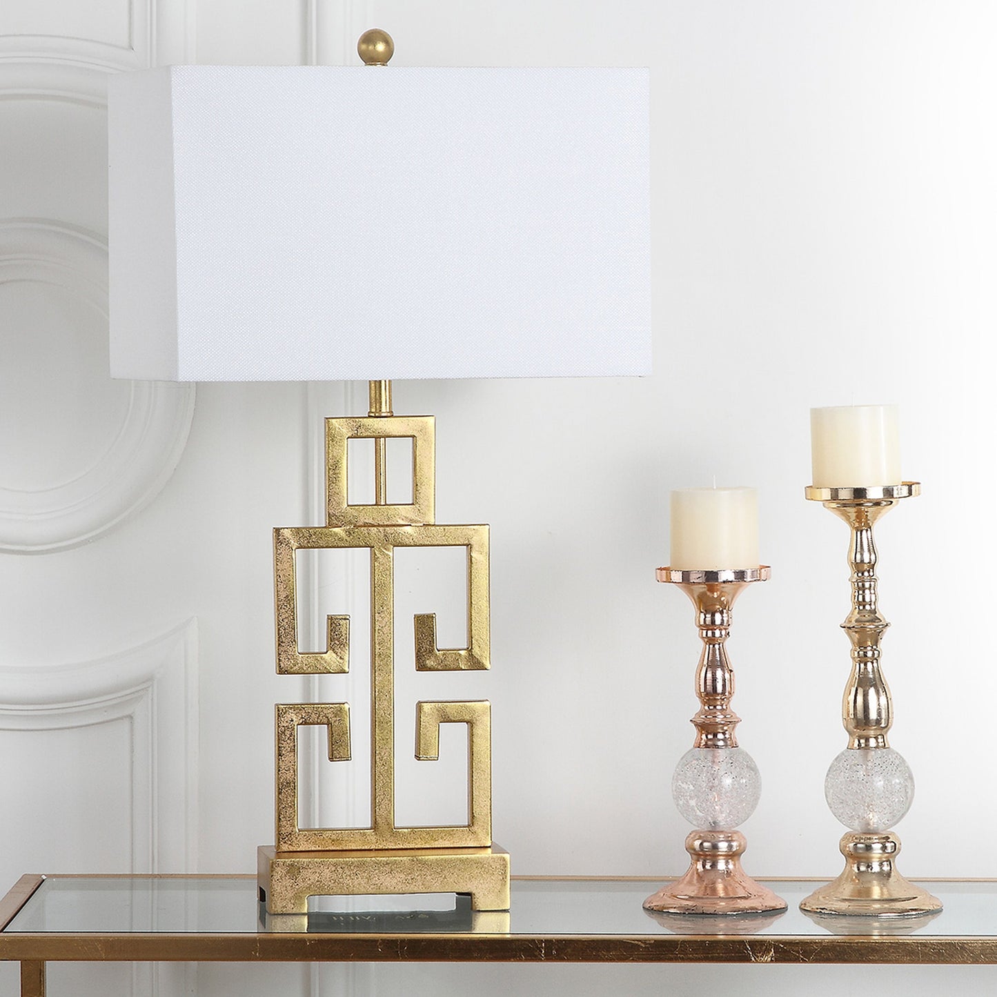 Lampada da tavolo SAFAVIEH Lighting Chantelle Greek Antiqued Gold da 29 pollici (confezione da 2) - 16W x 9D x 29H