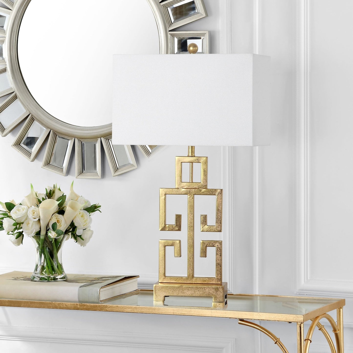 Lampada da tavolo SAFAVIEH Lighting Chantelle Greek Antiqued Gold da 29 pollici (confezione da 2) - 16W x 9D x 29H