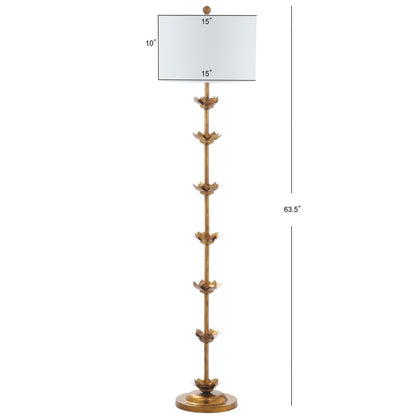 Lampada da terra a LED Doretha di SAFAVIEH Lighting, 64 pollici, foglia d'oro - 15 x 15 x 63,5 - Oro antico - 15Lx15Px64H