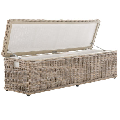 SAFAVIEH Marcelien Grey Natural Rattan Storage Trunk - 63 x 18.1 x 18.7 - 63Lx18Ax19H