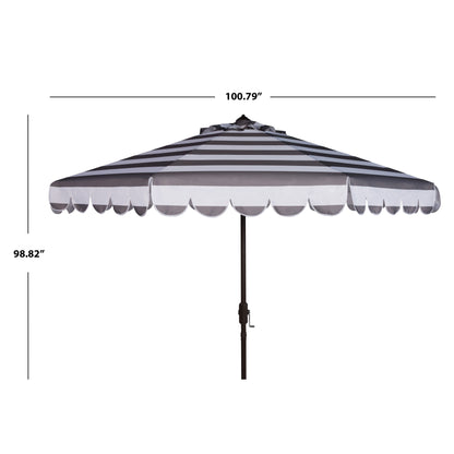 Ombrellone da giardino SAFAVIEH Nargiz a righe con bordi a scaglie, diametro 2,7 m, con manovella