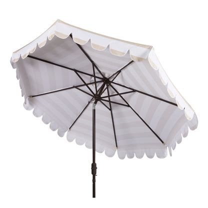Ombrellone da giardino SAFAVIEH Nargiz a righe con bordi a scaglie, diametro 2,7 m, con manovella